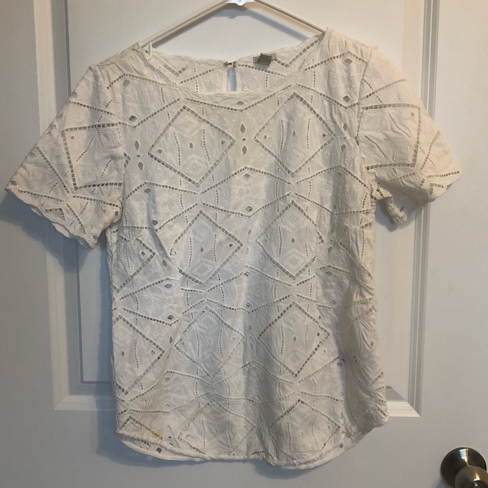 ⭐️SALE⭐️ J Crew Eyelet White Blouse *HAS STAIN